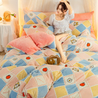 (加厚7斤)水晶绒四件套 冬季加厚双面加绒1.8m/2.0m床上牛奶绒法莱绒床单被套床品套装