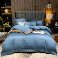 水洗真丝皇冠款四件套 刺绣丝滑1.8m/2.0m床单被套双人床上用品简约纯色床品套件