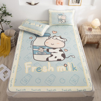 2021大版卡通冰丝席三件套可折叠席子凉席套件1.5米夏凉席1.8m床空调软席套件图案