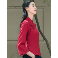 布符秋冬新款传统中式原创改良唐装上衣复古盘扣短款旗袍女装