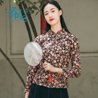 布符秋冬新款中国风中式改良唐装茶服女短款复古长袖旗袍上衣