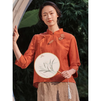 布符2020春夏新款原创复古中式改良日常宽松时尚绣花女款旗袍上衣