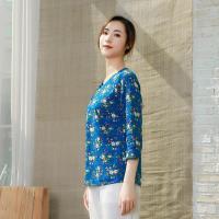 【特卖专区不退】女装原创蓝海棠汉服领套头衫改良中式茶服女上