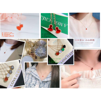 18k金彩金钻石项链 葫芦 爱心型