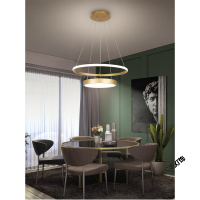 苏宁放心购 轻奢餐厅吊灯 后现代金色led饭厅火锅店办公室灯具北欧圆形餐桌灯