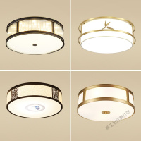 苏宁放心购 新中式吸顶灯圆形古典过道走廊灯中国风仿古布艺厅玄关灯具