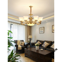 苏宁放心购 美式吊灯客厅灯现代简约大气家用欧式卧室灯餐厅灯复式楼全铜灯具