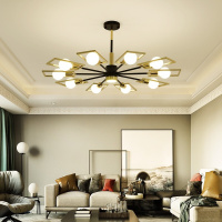 苏宁放心购 新款客厅灯北欧风格餐厅吊灯 现代简约书房卧室个性灯饰 创意钛金铁艺大厅饭厅led室内灯具套餐