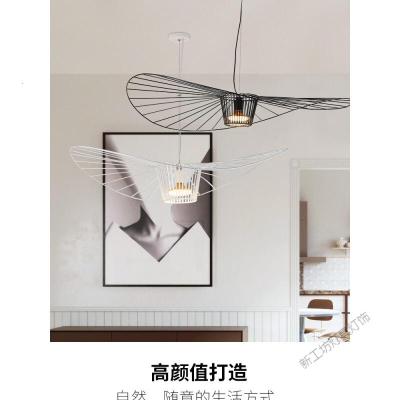 苏宁放心购 loft简约创意餐厅工业风吊灯北欧铁艺草帽吊灯设计师客厅帽子吊灯