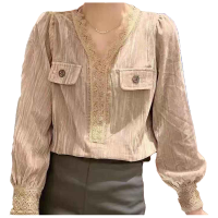 简洛卡2020春季柔光缎女士衬衫-J20200011