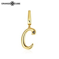 Orange Cube点睛字母银坠饰女轻奢镶宝石字母diy挂件手链项链挂坠