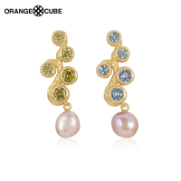 Orange Cube秘境森林系列藤萝耳饰18k金珍珠耳环小清新ins小众