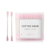 买2送1化妆棉签200支纯棉棉棒清洁卸妆棉盒装化妆口红卫生棉 粉色/200支