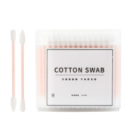 买2送1化妆棉签200支纯棉棉棒清洁卸妆棉盒装化妆口红卫生棉 粉色杆/200支