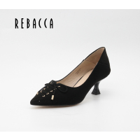 REBACCA瑞贝卡女鞋2020春款通勤正装羊皮革细矮跟女鞋R02AX0801