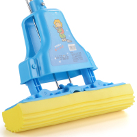 胶棉拖把海绵拖把吸水对折式家用免手洗卫生间加强杆不锈钢