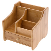 楠竹桌面遥控器收纳盒桌上纸巾盒客厅茶几化妆品文具置物架
