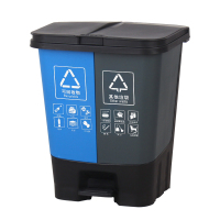 双桶垃圾分类垃圾桶家用大号脚踏式干湿分离连体桶公共场合