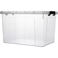 收纳箱 大号60L透明收纳塑料整理箱被子衣服玩具储物箱有盖收纳盒 大号高款单只装
