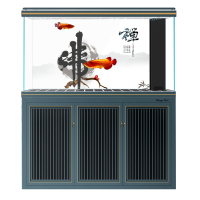 客厅中大型家用落地底滤龙鱼缸超白玻璃下过滤生态水族箱免换水