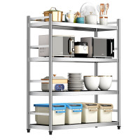 厨房置物架落地不锈钢多层微波炉架子家用客厅阳台储物架收纳架