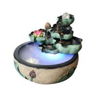 创意喷泉流水摆件招财球水景加湿器中式轮客厅桌面小鱼缸