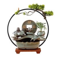 新中式陶瓷流水生财循环喷泉摆件办公室客厅桌面鱼缸软装开业礼品
