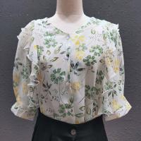 19号 INPOSE线下同款小清新荷叶装饰5发袖夏季凉快衬衫上衣
