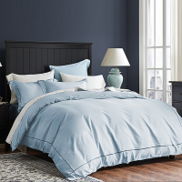 酒店家用全棉1.8m2米床全棉纯色贡缎刺绣四件套