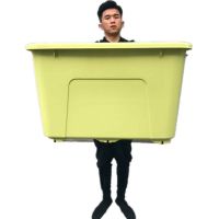 收纳箱大号棉被子衣服储物箱玩具收纳盒加厚滑轮整理箱|绿色 80L+120L（2个装）