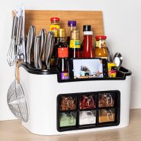 厨房置物架刀架调味瓶调料架子多功能神器用品家用大全筷子收纳盒|2019标准款大号白色