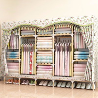 简易衣柜实木布衣柜收纳架组装衣柜双人大号衣橱