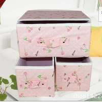 内衣收纳盒加厚无纺布收纳箱抽屉式折叠收纳盒储物箱|粉樱桃 (推荐款)环保无味三层五抽