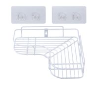 免打孔厨房浴室三角架厕所卫生间转角置物架吸壁挂式洗手间收纳架|白色 三角架(单扣双贴)