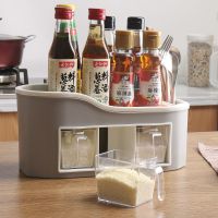 多功能调料盒置物架调料瓶收纳架调味罐收纳盒调味品厨房用品套装|百搭灰[送3量勺]破损包赔