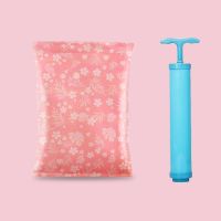 家庭收纳真空压缩袋被子羽绒衣服整理行李箱打包组合|粉色[送手泵] 加大号[100*80]