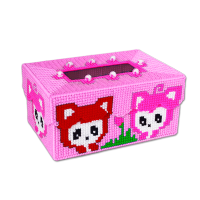 毛线绣立体十字绣客厅已剪裁卡通图案纸巾盒抽纸盒套件|亮粉