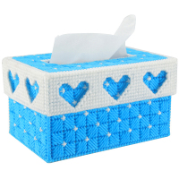 手工立体绣车用5d十字绣新款客厅纸巾盒抽纸盒三心非印花钻石画|★天蓝款★专业粗线 图片色