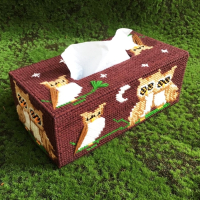 手工艺立体绣5d毛线十字绣新款客厅纸巾盒抽纸盒收纳盒非钻石图画|猫头鹰抽纸盒23*12*8cm 图片色