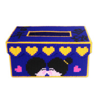 毛线绣立体3d十字绣新款客厅已剪裁纸巾盒抽纸盒套件|深蓝