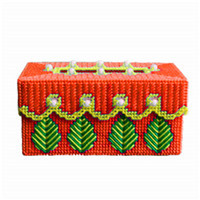 毛线绣立体3d十字绣新款客厅已剪裁植物图案纸巾抽纸盒|常青树桔红