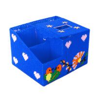 立体十字绣抽纸盒新款客厅收纳纸巾盒手工毛线绣储物合|宝蓝 可爱兔子款