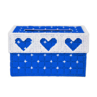 毛线立体十字绣三心款客厅纸巾盒饰品汽车用抽纸盒套件|宝蓝 三心款