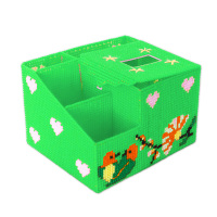 立体十字绣抽纸盒新款客厅收纳纸巾盒手工毛线绣储物合|亮绿 报喜鸟款