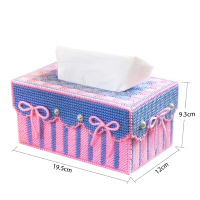 立体绣5d毛线十字绣新款客厅手工艺渐变钻石画沙发车用纸巾抽纸盒|宝蓝粉色款C85-1