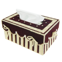 立体绣5d毛线十字绣新款客厅手工艺渐变钻石画沙发车用纸巾抽纸盒|米黄深棕款C85-2