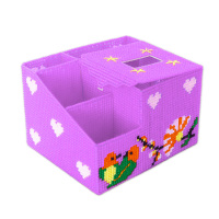 立体十字绣抽纸盒新款客厅收纳纸巾盒手工毛线绣储物合|浅紫 报喜鸟款