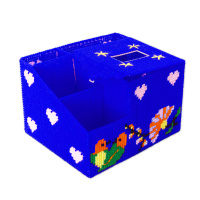 立体十字绣抽纸盒新款客厅收纳纸巾盒手工毛线绣储物合|深蓝 可爱兔子款