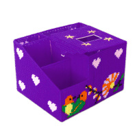 立体十字绣抽纸盒新款客厅收纳纸巾盒手工毛线绣储物合|深紫 报喜鸟款