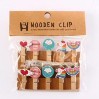 彩色爱心夹子生日婚礼小木夹子照片墙装饰麻绳夹子相片夹创意卡通|彩虹 20个夹子无赠品